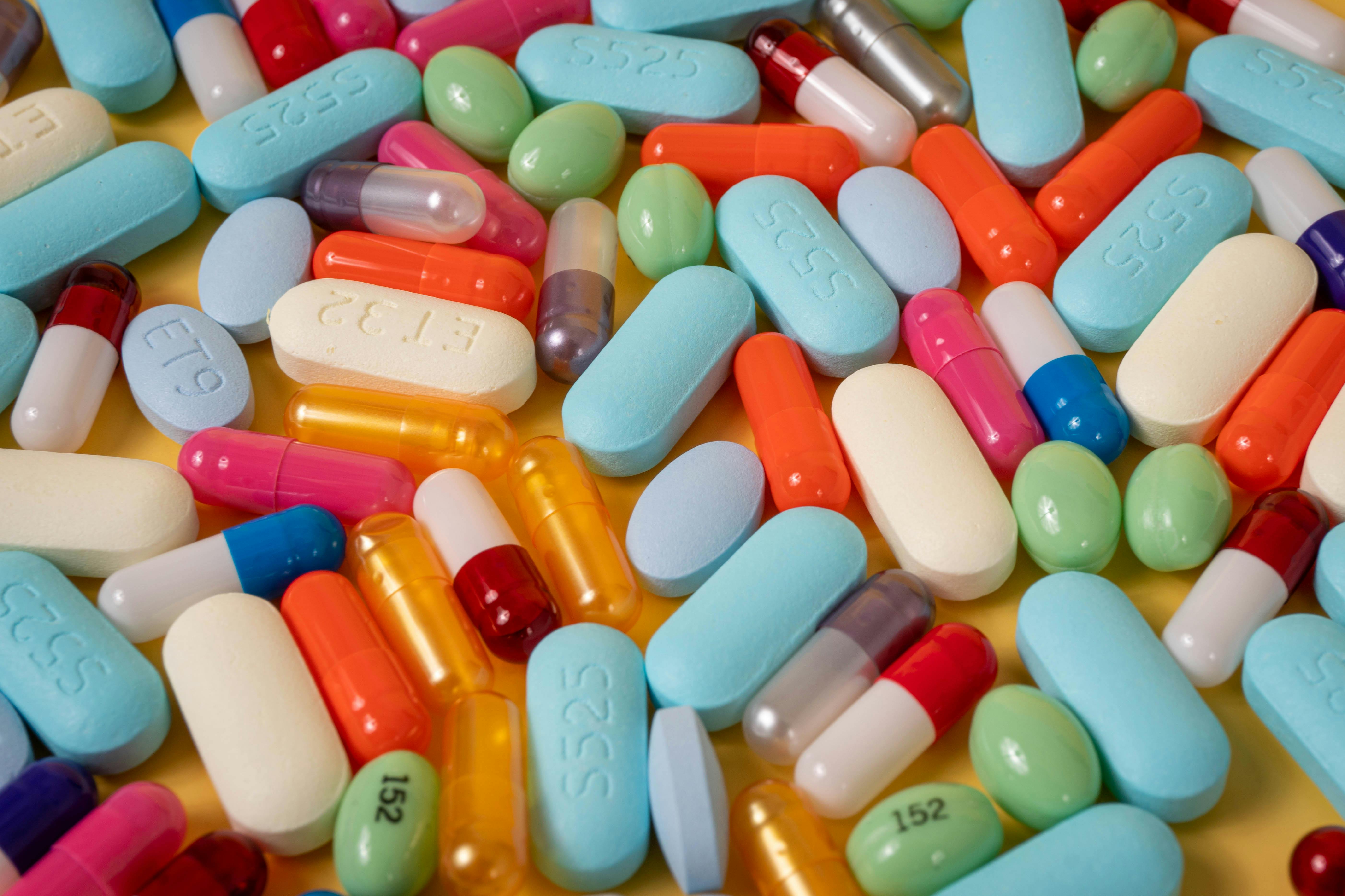 Assorted pharmaceutical tablets and capsules
